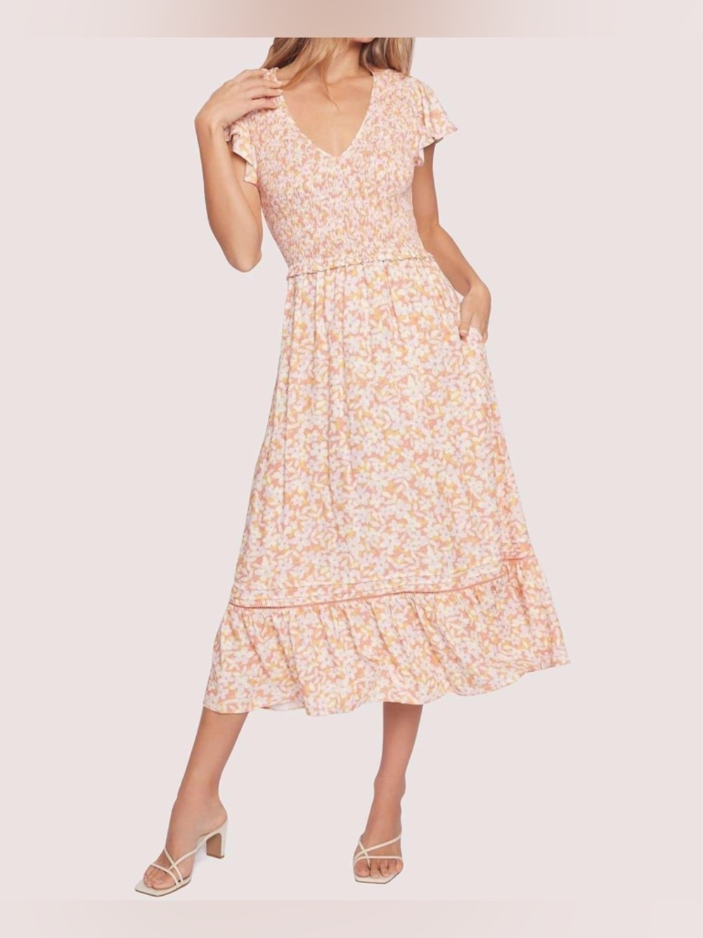 Lost + Wander coastal daisies midi maxi dress floral print